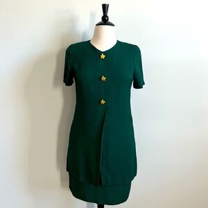 Virgo II Vintage 1980 Green Midi Dress womens size XL
